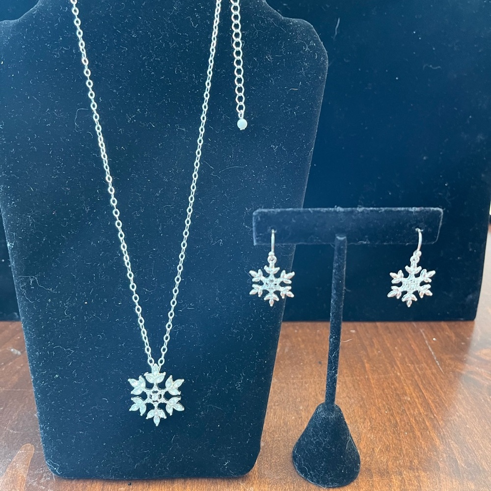 Snowy shimmer necklace, and earring set